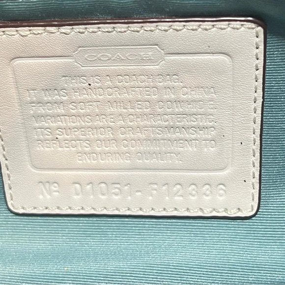 COACH SINGLE TAB OFF WHITE BROWN STRAP SHOULDER  PEBBLED LEATHER BAG - Picture 14 of 16